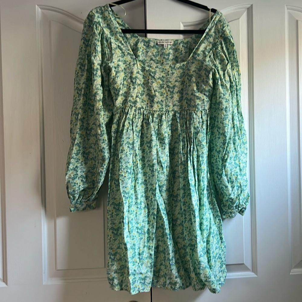 Moon river anthropologie pastel watercolor puffy sleeve square neck Selkie style